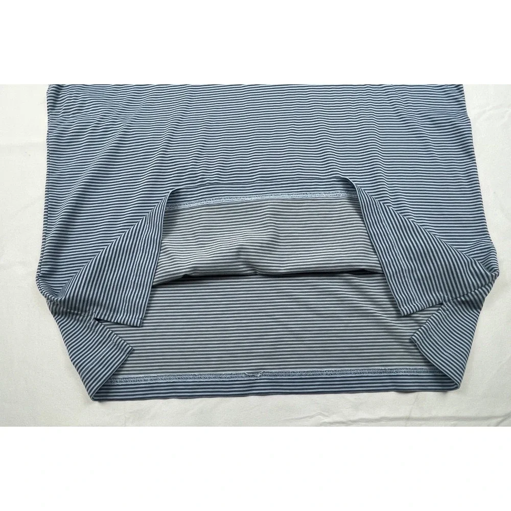 TRAVIS MATHEW POLO SHIRT MENS XL BLUE GREY STRIPED GOLF POLO SHORT SLEEVE CLUB